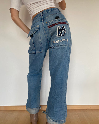 Blacksmith Workwear inspirierte Baggy Jeans denim blau in M -L
