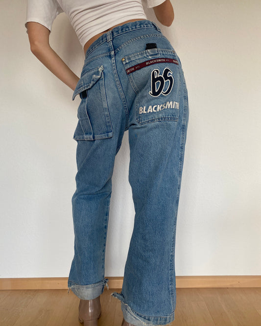 Blacksmith Workwear inspirierte Baggy Jeans denim blau in M -L