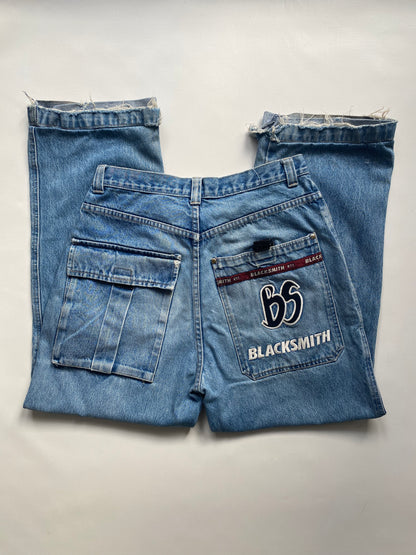 Blacksmith Workwear inspirierte Baggy Jeans denim blau in M -L