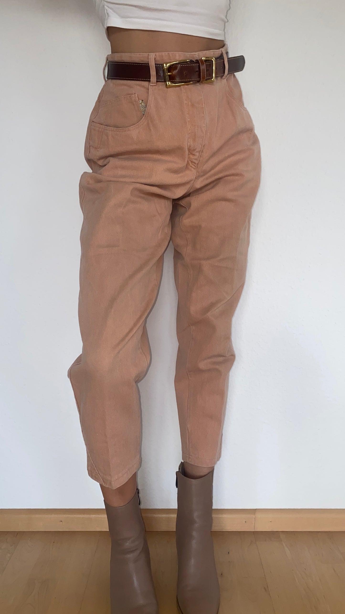 Retro Zerres Jeans Hose in lachs apricot beige, S-M