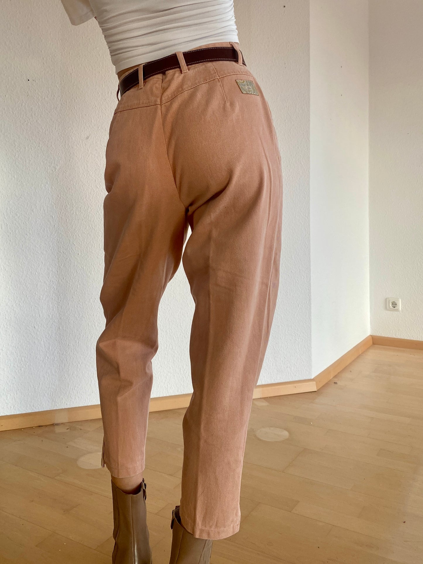 Retro Zerres Jeans Hose in lachs apricot beige, S-M