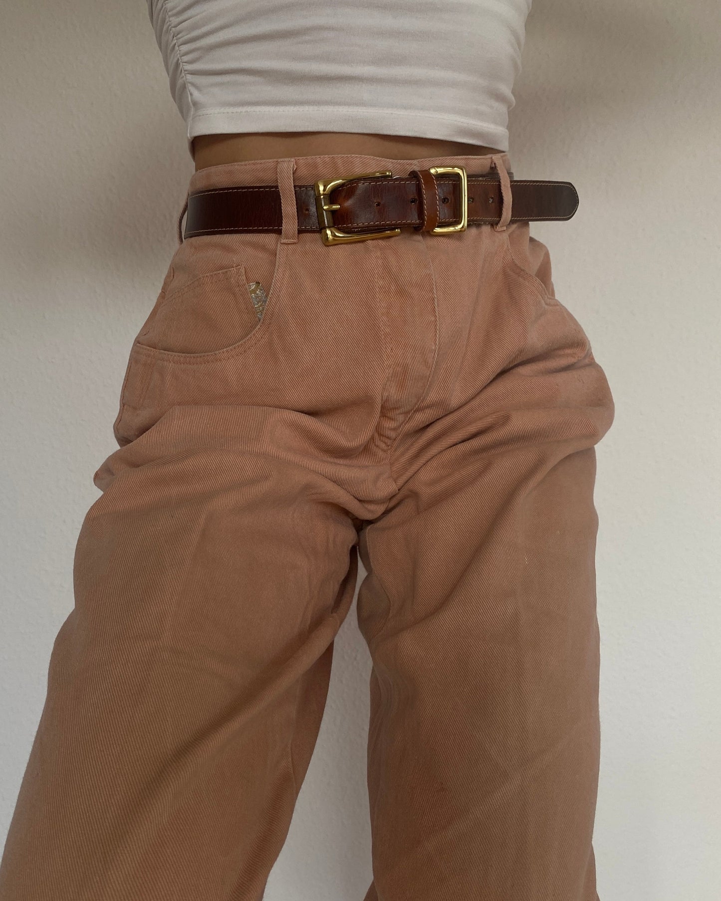 Retro Zerres Jeans Hose in lachs apricot beige, S-M