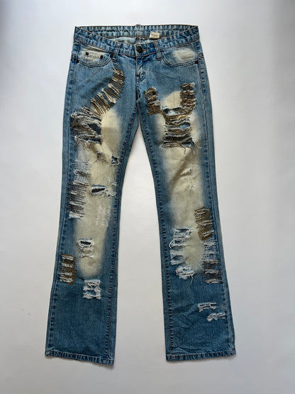 Low Waist Bootcut Jeans distressed in denim hellblau, S