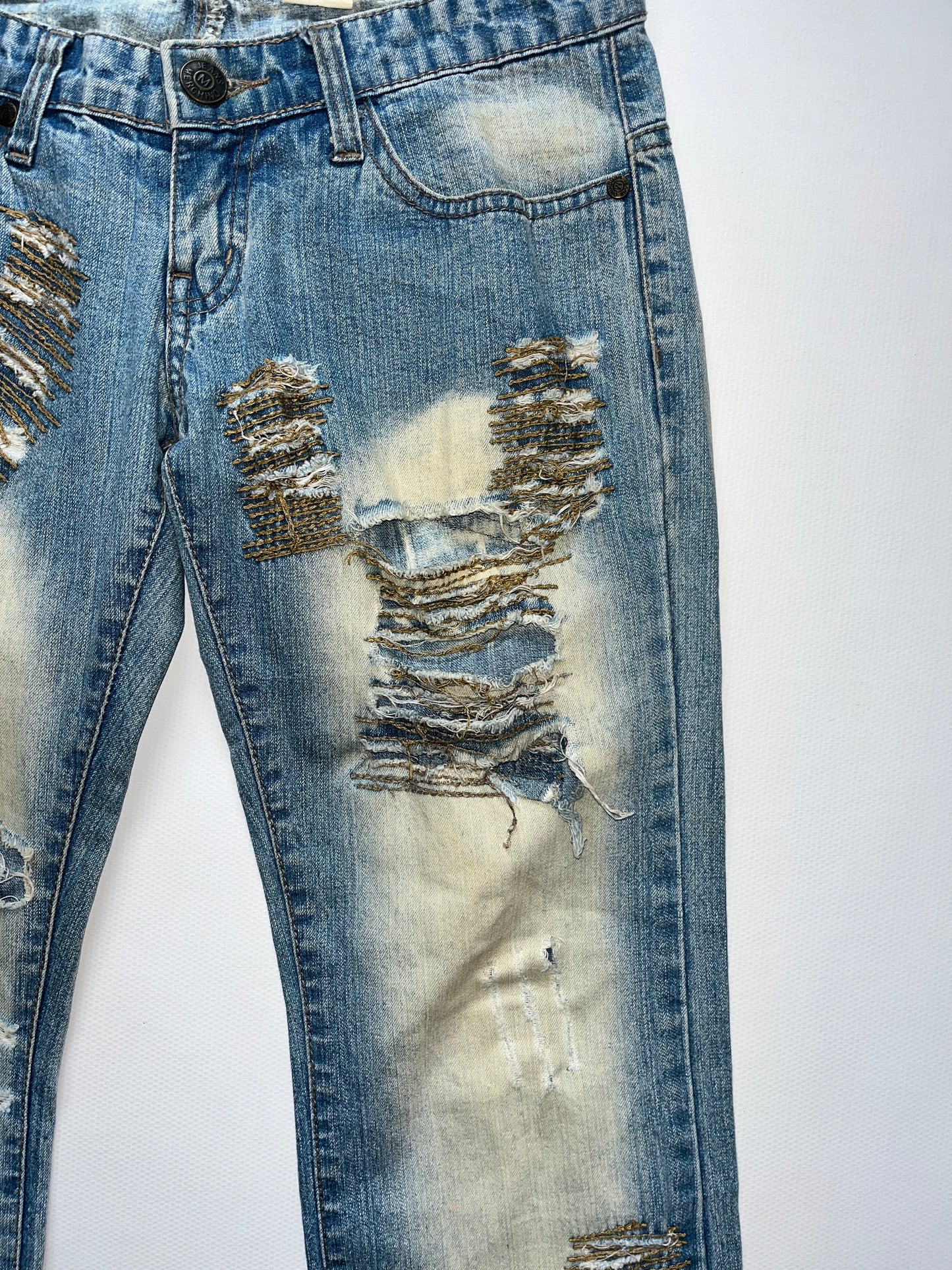 Low Waist Bootcut Jeans distressed in denim hellblau, S