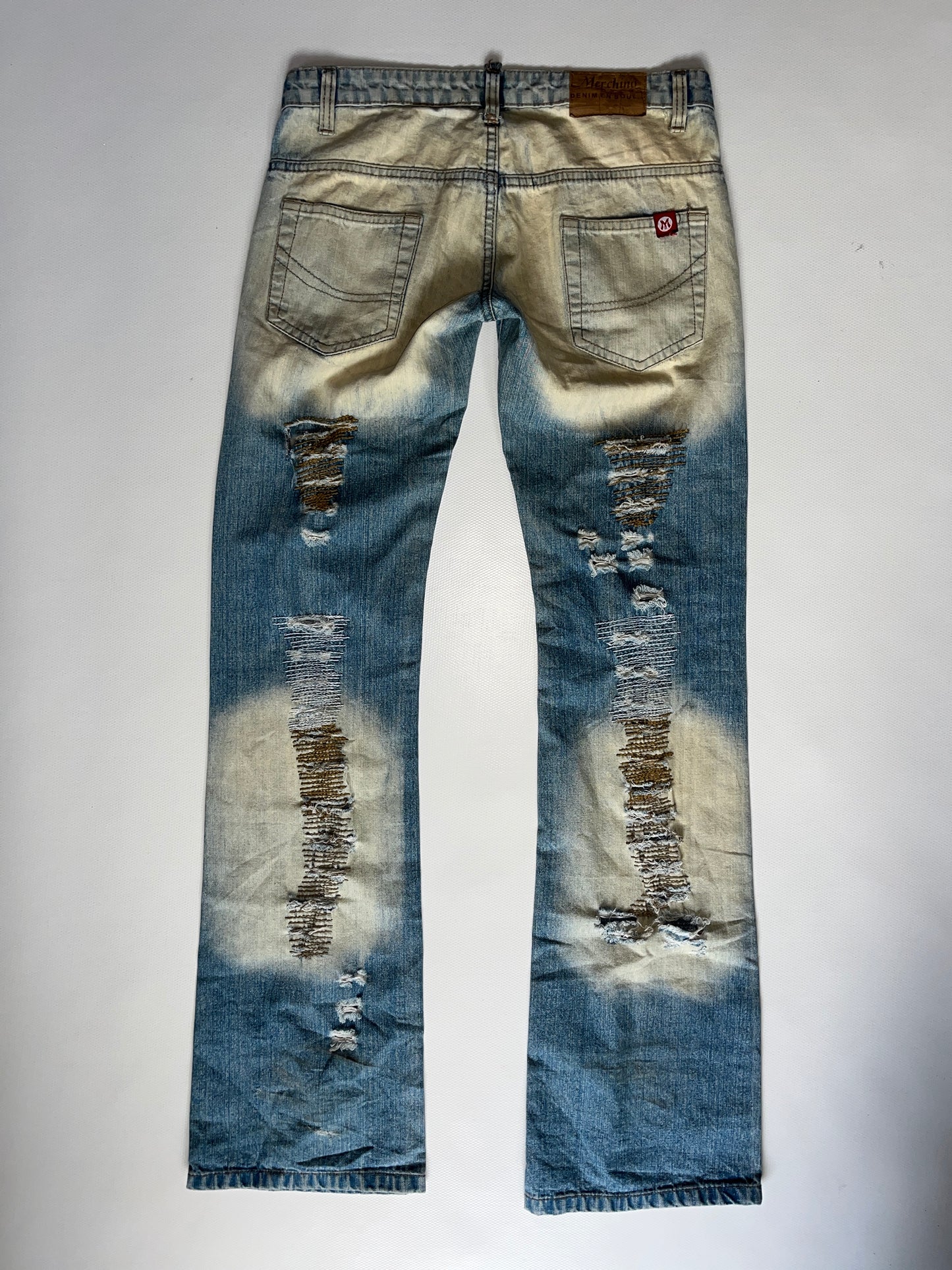 Low Waist Bootcut Jeans distressed in denim hellblau, S