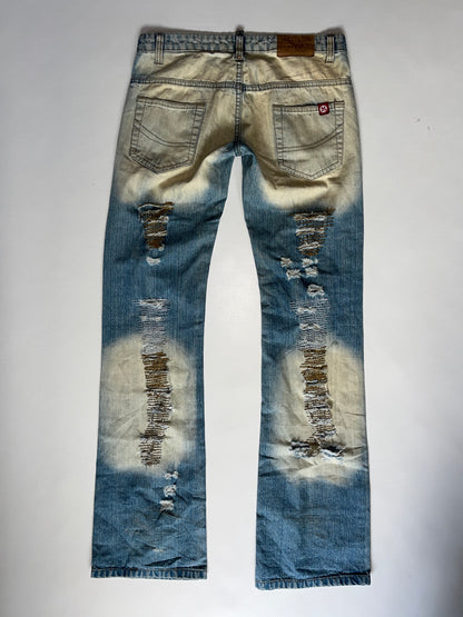 Low Waist Bootcut Jeans distressed in denim hellblau, S