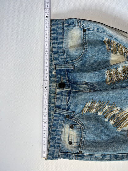 Low Waist Bootcut Jeans distressed in denim hellblau, S