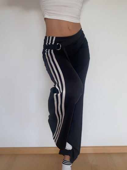 2006 adidas wide leg Hose, yoga pant Stil, schwarz weiß, XS, S
