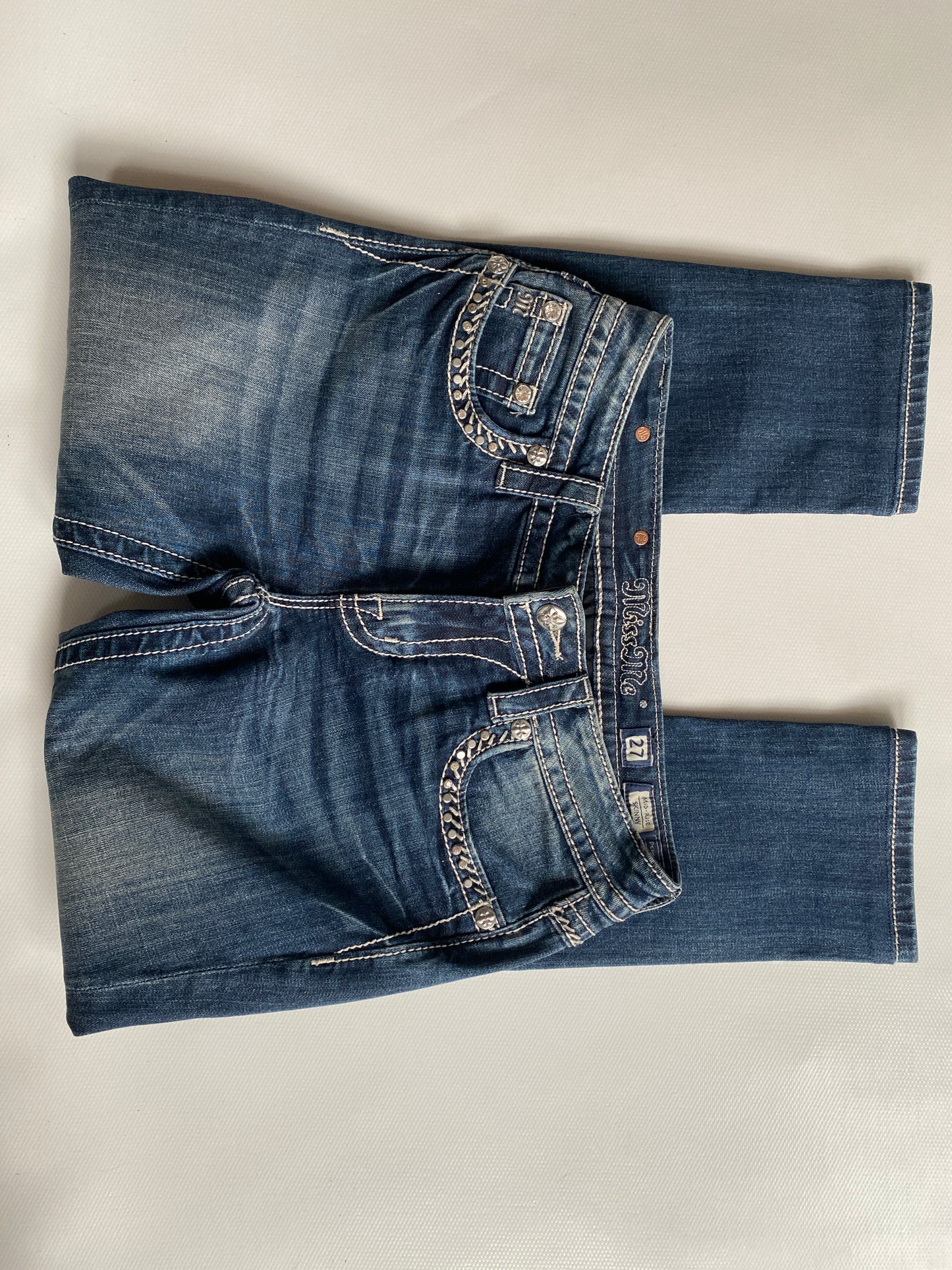 Miss Me 2000er Jeans dark denim mit Glitzersteinen, S,M