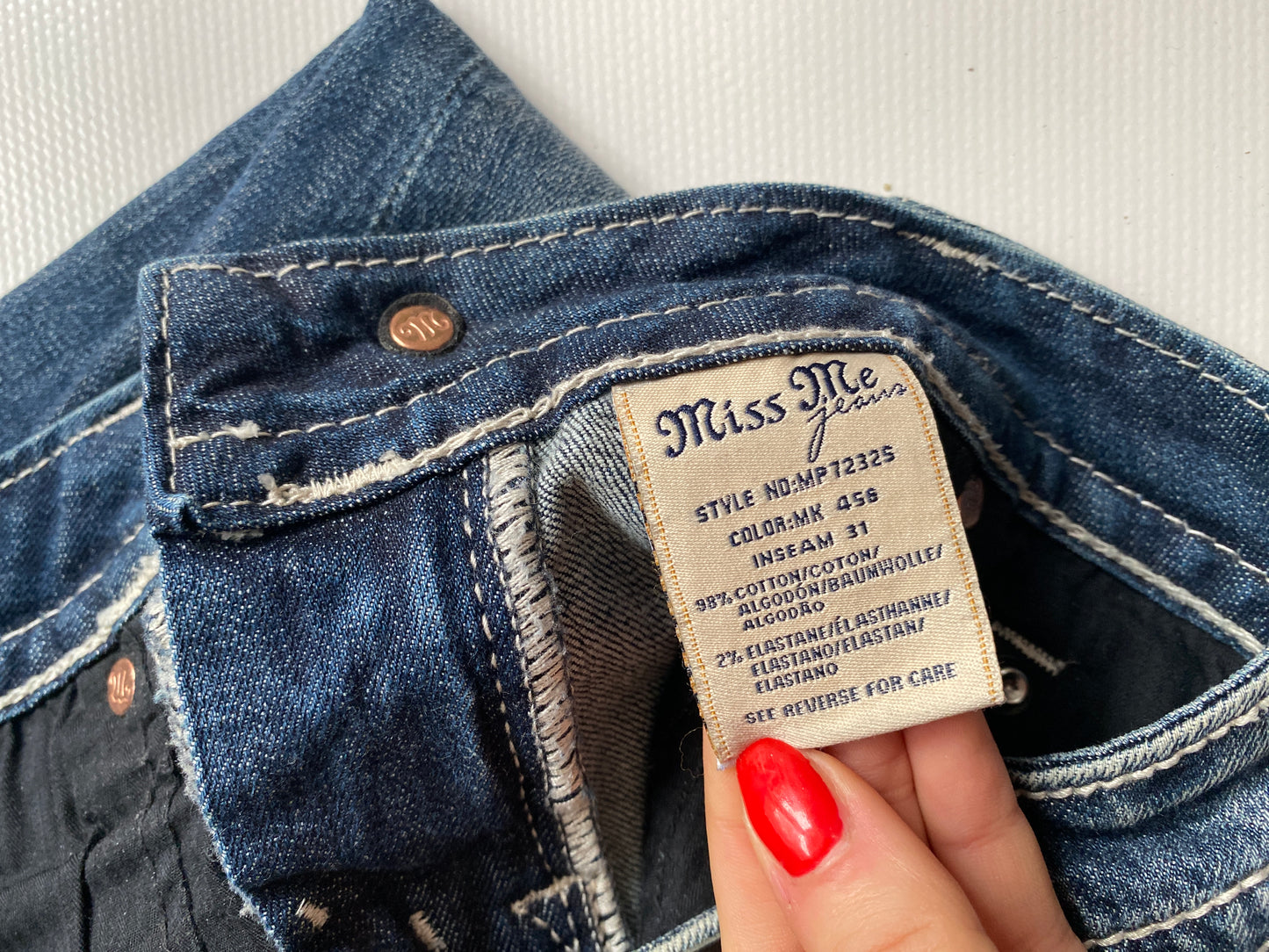 Miss Me 2000er Jeans dark denim mit Glitzersteinen, S,M
