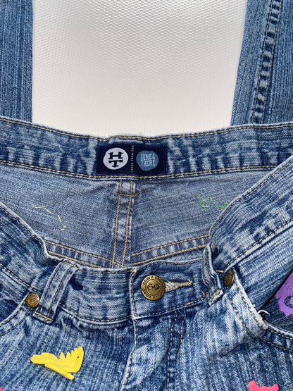 2000er denim Jeans here & there mit bunten 3D-Applikationen, S