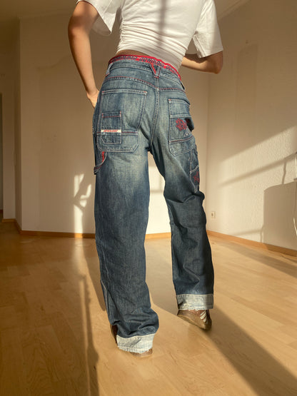 Download dark denim baggy Jeans mid waist Skater, S, M