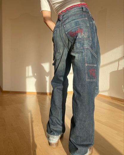 Download dark denim baggy Jeans mid waist Skater, S, M