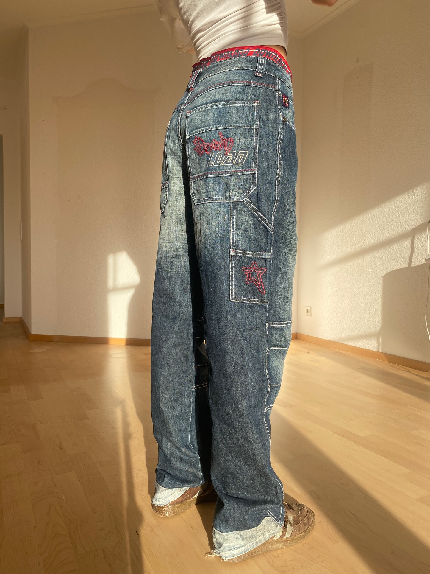 Download dark denim baggy Jeans mid waist Skater, S, M