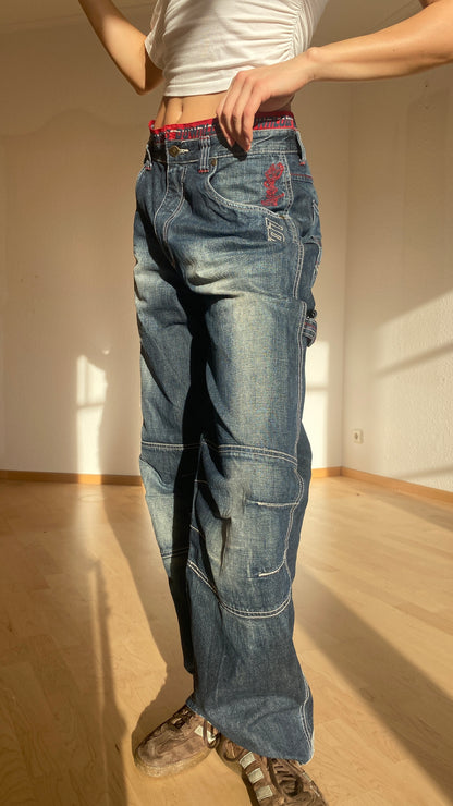 Download dark denim baggy Jeans mid waist Skater, S, M