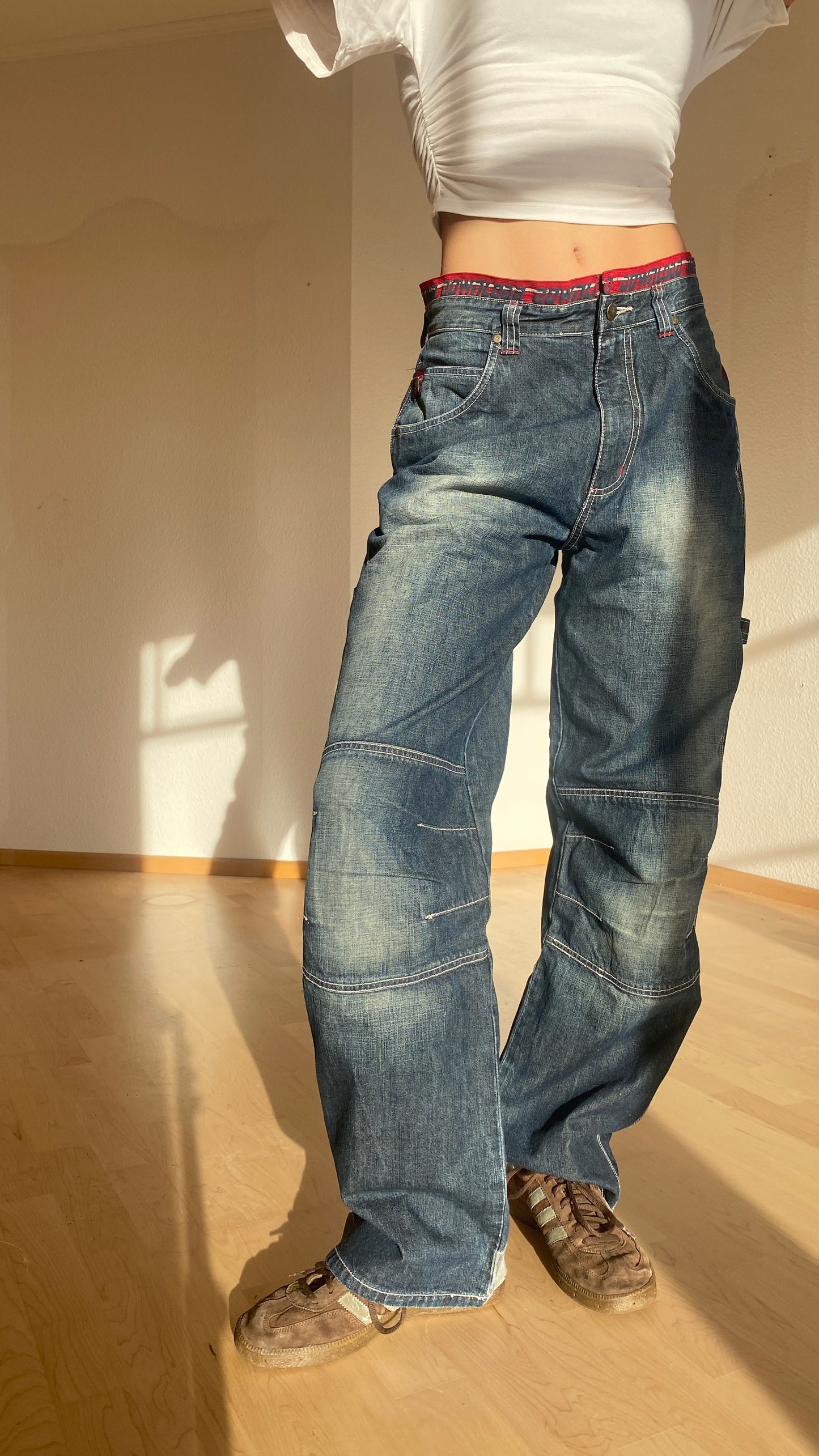 Download dark denim baggy Jeans mid waist Skater, S, M