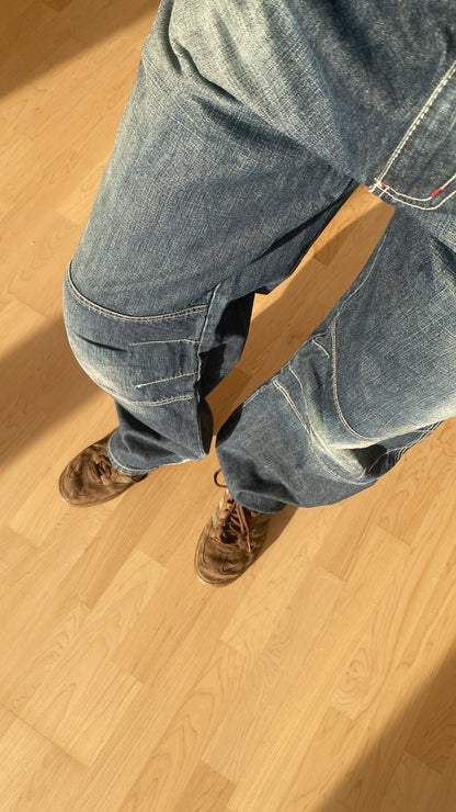 Download dark denim baggy Jeans mid waist Skater, S, M