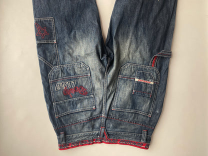 Download dark denim baggy Jeans mid waist Skater, S, M