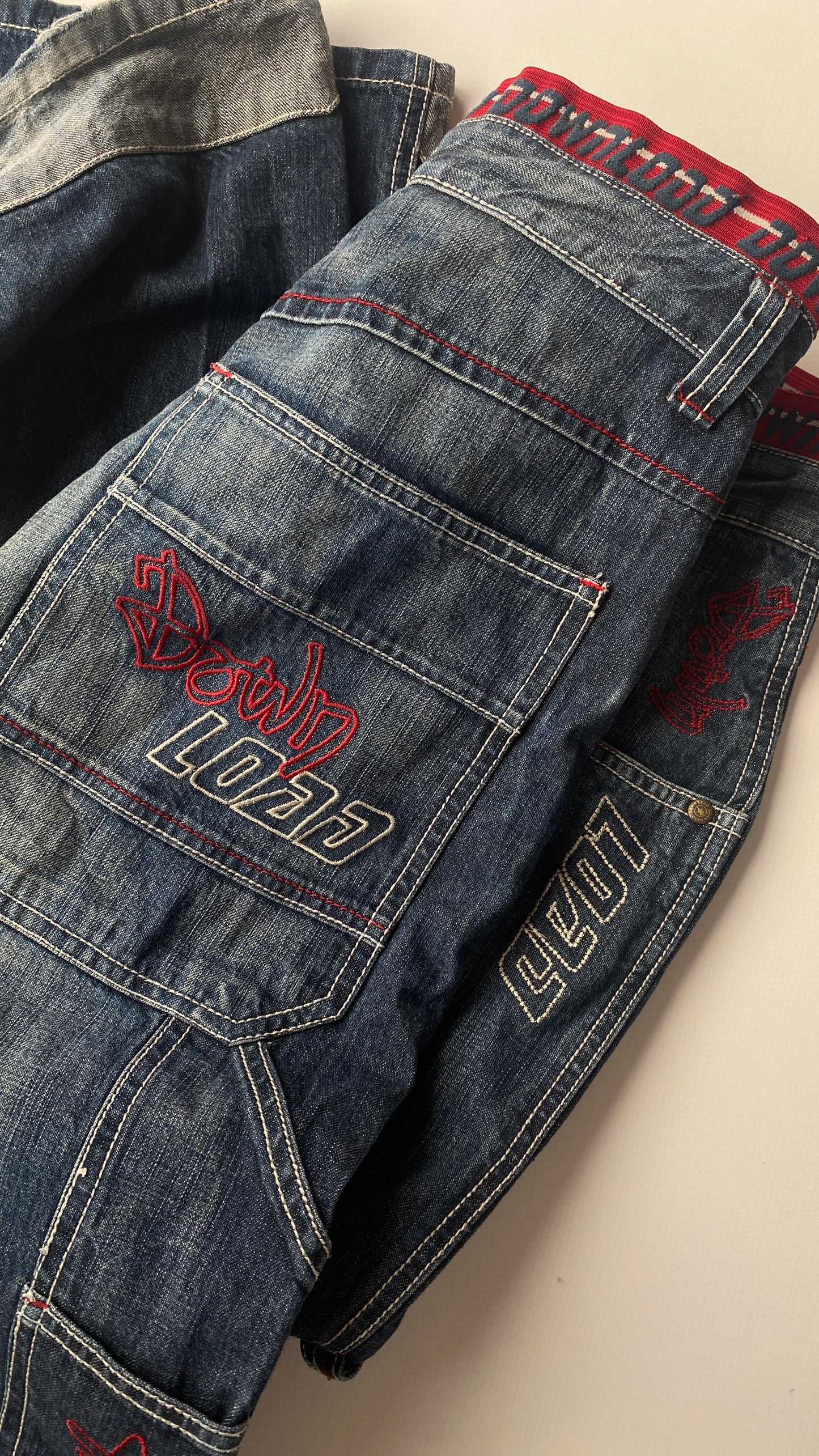 Download dark denim baggy Jeans mid waist Skater, S, M