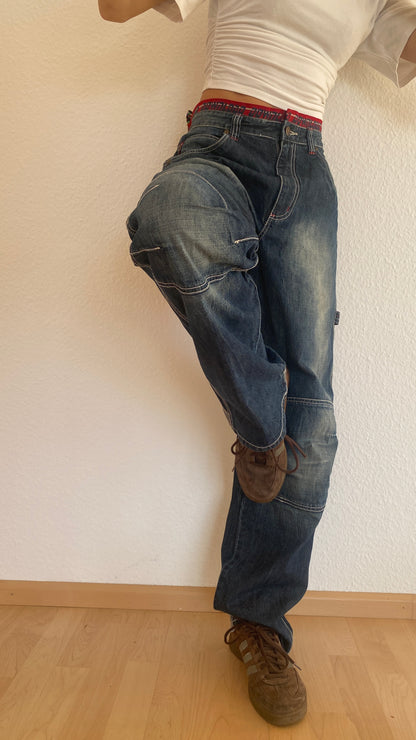 Download dark denim baggy Jeans mid waist Skater, S, M