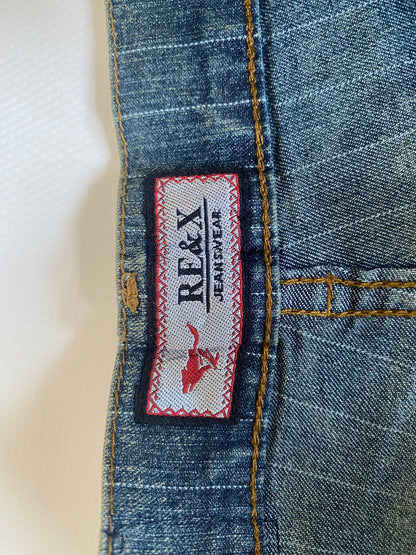 y2k Batik Acid-Wash-Jeanshose, flared, denim gelb, S