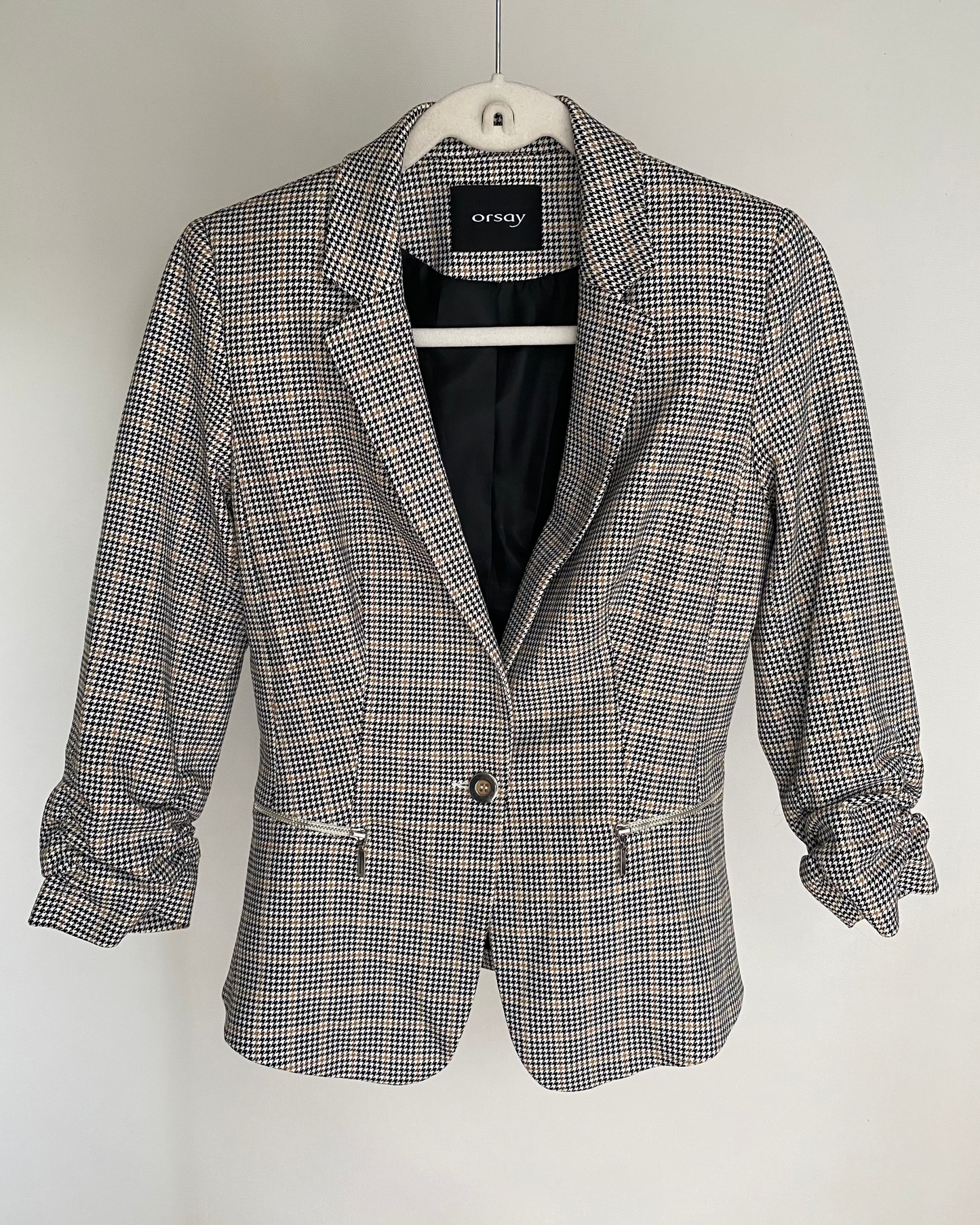 Pre-loved Orsay Blazer mit gerafftem 3/4 Arm, kariert, S