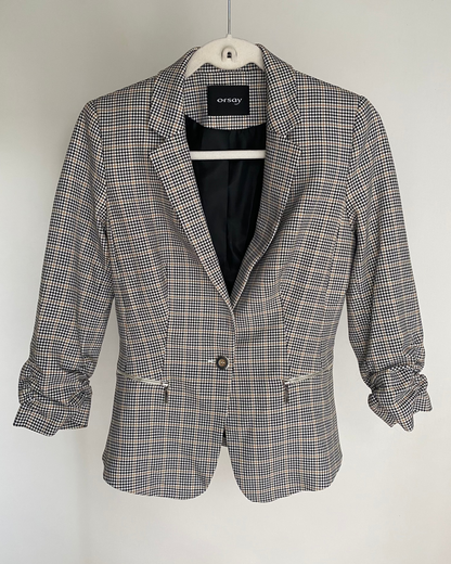 Pre-loved Orsay Blazer mit gerafftem 3/4 Arm, kariert, S