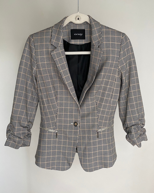 Pre-loved Orsay Blazer mit gerafftem 3/4 Arm, kariert, S