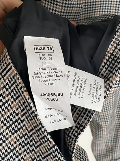 Pre-loved Orsay Blazer mit gerafftem 3/4 Arm, kariert, S