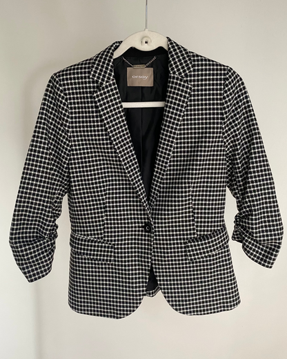Pre-loved Orsay Blazer schwarz-weiß kariert mit 3/4 Arm, S