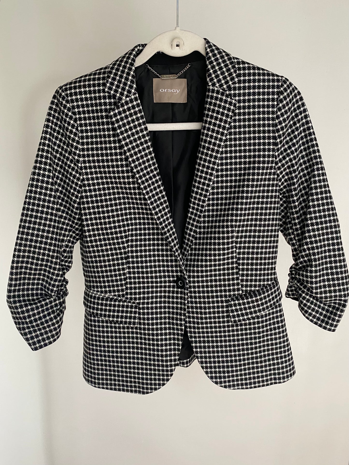 Pre-loved Orsay Blazer schwarz-weiß kariert mit 3/4 Arm, S