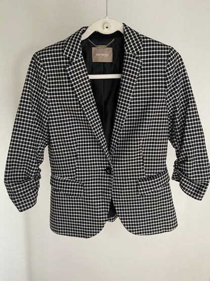 Pre-loved Orsay Blazer schwarz-weiß kariert mit 3/4 Arm, S
