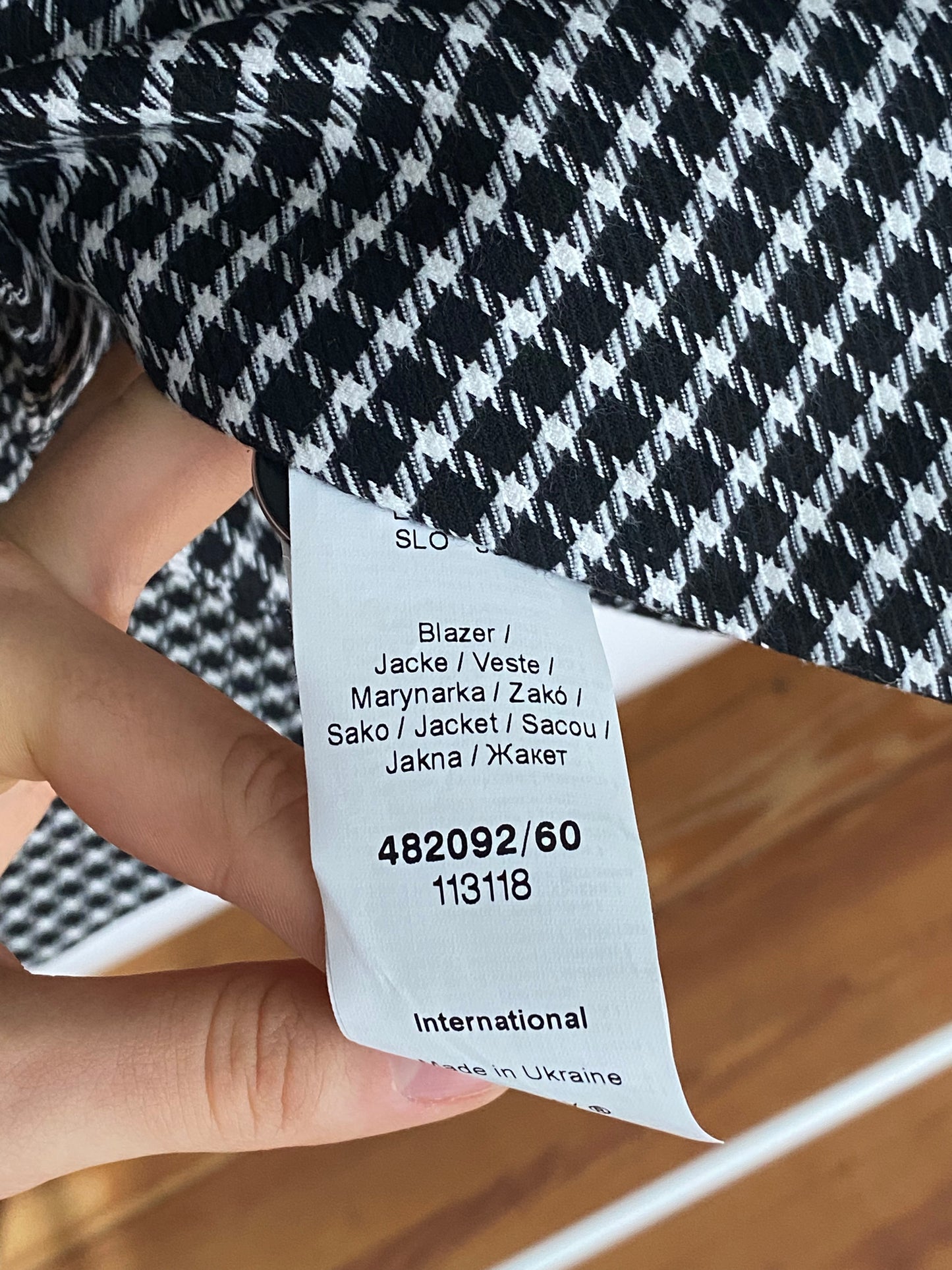 Pre-loved Orsay Blazer schwarz-weiß kariert mit 3/4 Arm, S