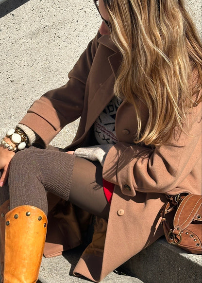 Pre-loved Retro Kaschmir Schurwolle Mantel in hellbraun, S,M