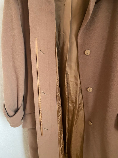 Pre-loved Retro Kaschmir Schurwolle Mantel in hellbraun, S,M