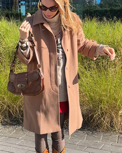 Pre-loved Retro Kaschmir Schurwolle Mantel in hellbraun, S,M