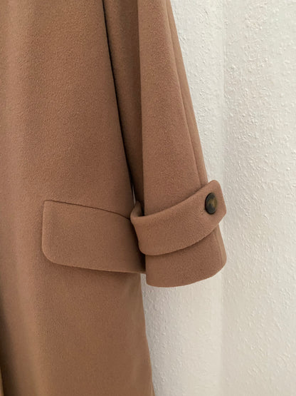 Pre-loved Retro Kaschmir Schurwolle Mantel in hellbraun, S,M