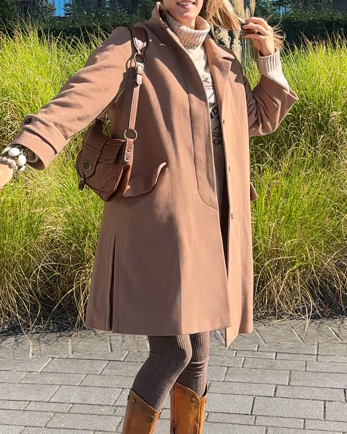 Pre-loved Retro Kaschmir Schurwolle Mantel in hellbraun, S,M