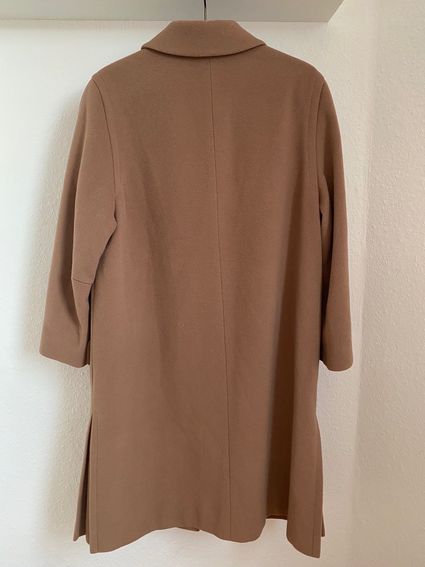 Pre-loved Retro Kaschmir Schurwolle Mantel in hellbraun, S,M