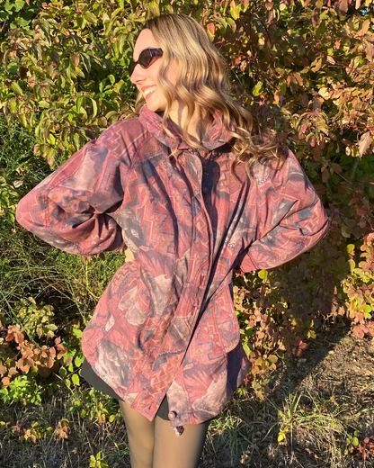 Vintage Retro Rudolf Scherer Cityline Jacke Parka bordeaux rot gemustert, M,L,XL