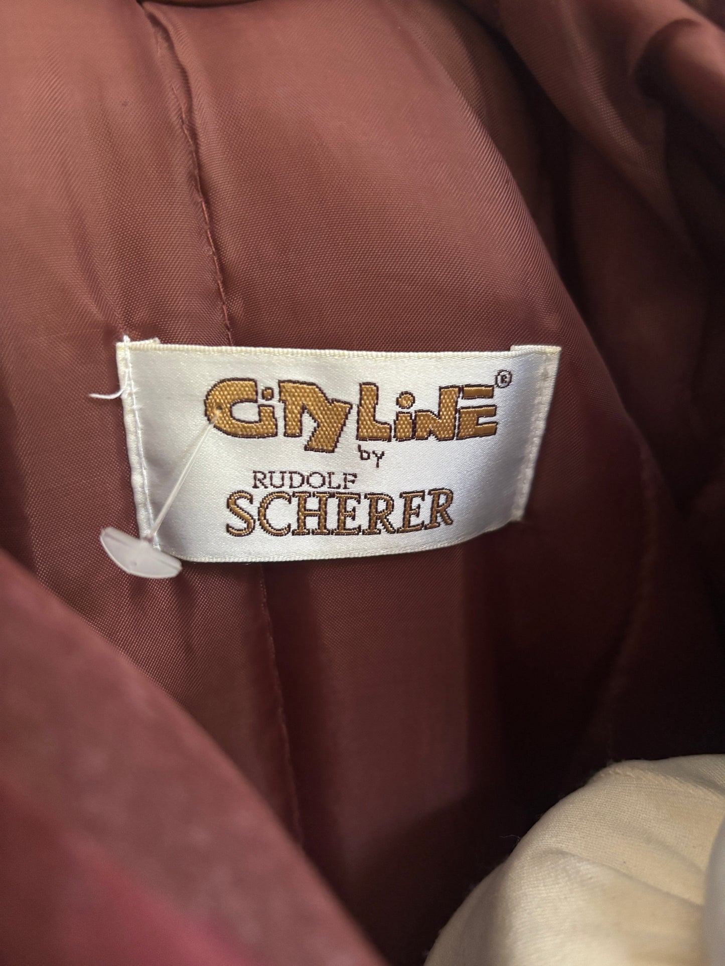 Vintage Retro Rudolf Scherer Cityline Jacke Parka bordeaux rot gemustert, M,L,XL