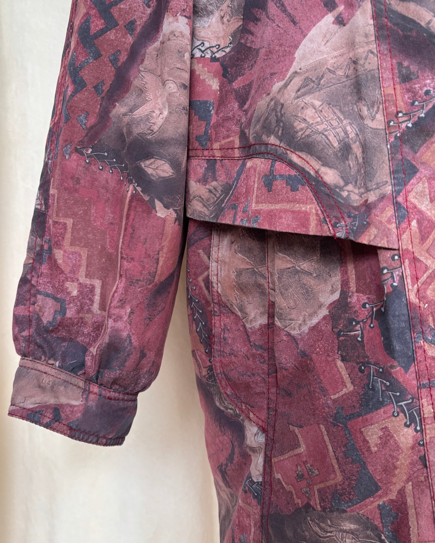 Vintage Retro Rudolf Scherer Cityline Jacke Parka bordeaux rot gemustert, M,L,XL