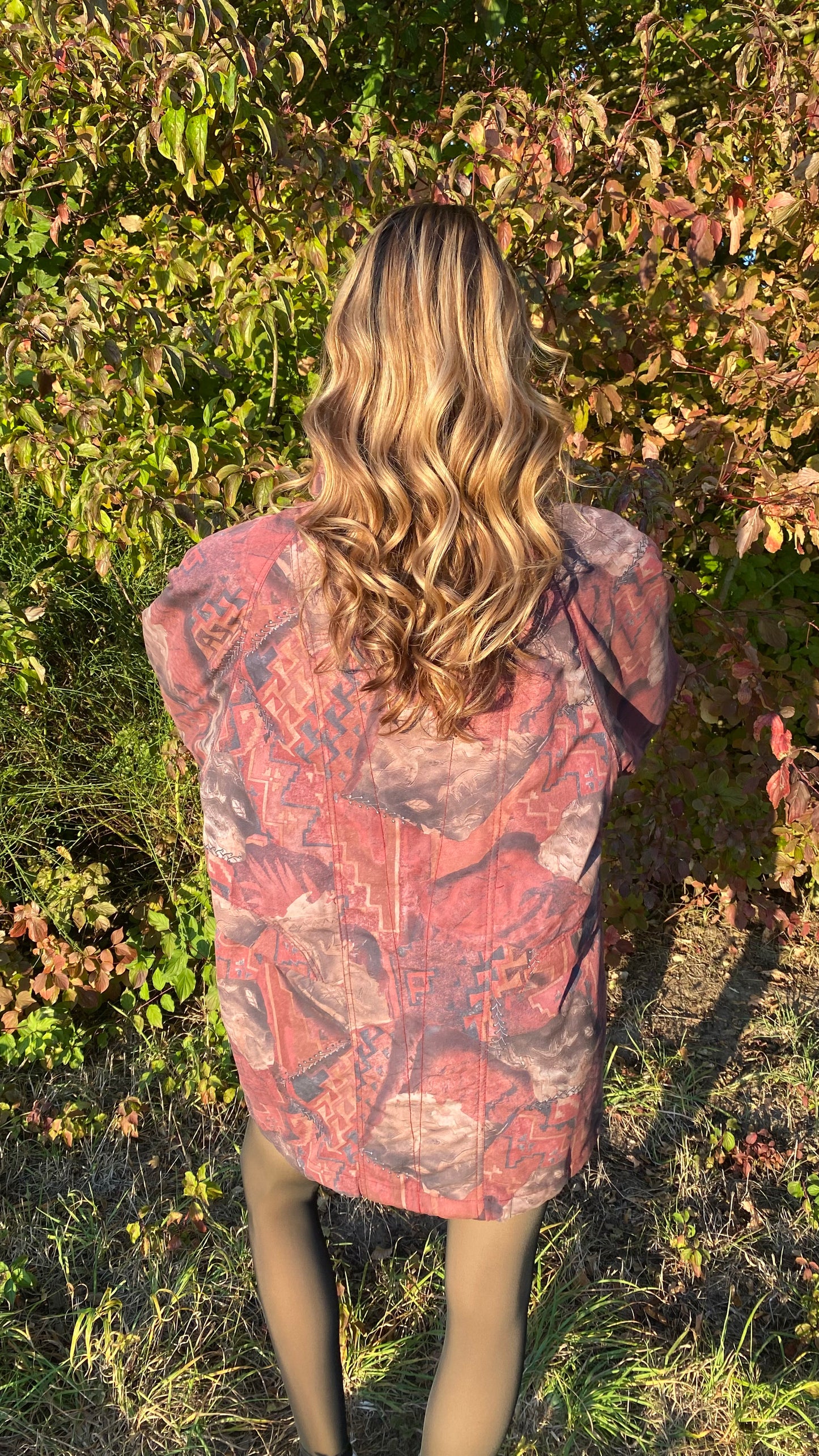 Vintage Retro Rudolf Scherer Cityline Jacke Parka bordeaux rot gemustert, M,L,XL