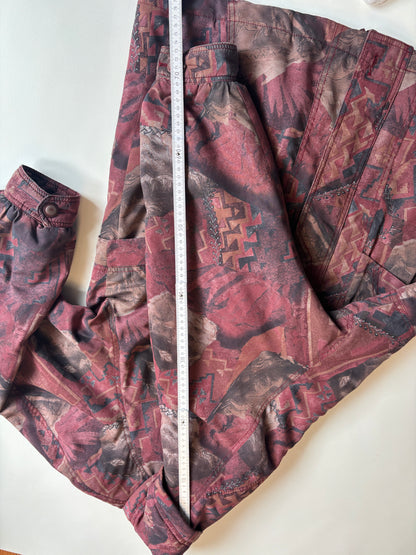 Vintage Retro Rudolf Scherer Cityline Jacke Parka bordeaux rot gemustert, M,L,XL