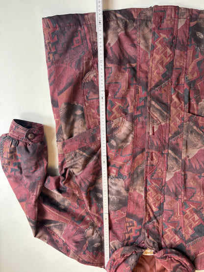 Vintage Retro Rudolf Scherer Cityline Jacke Parka bordeaux rot gemustert, M,L,XL