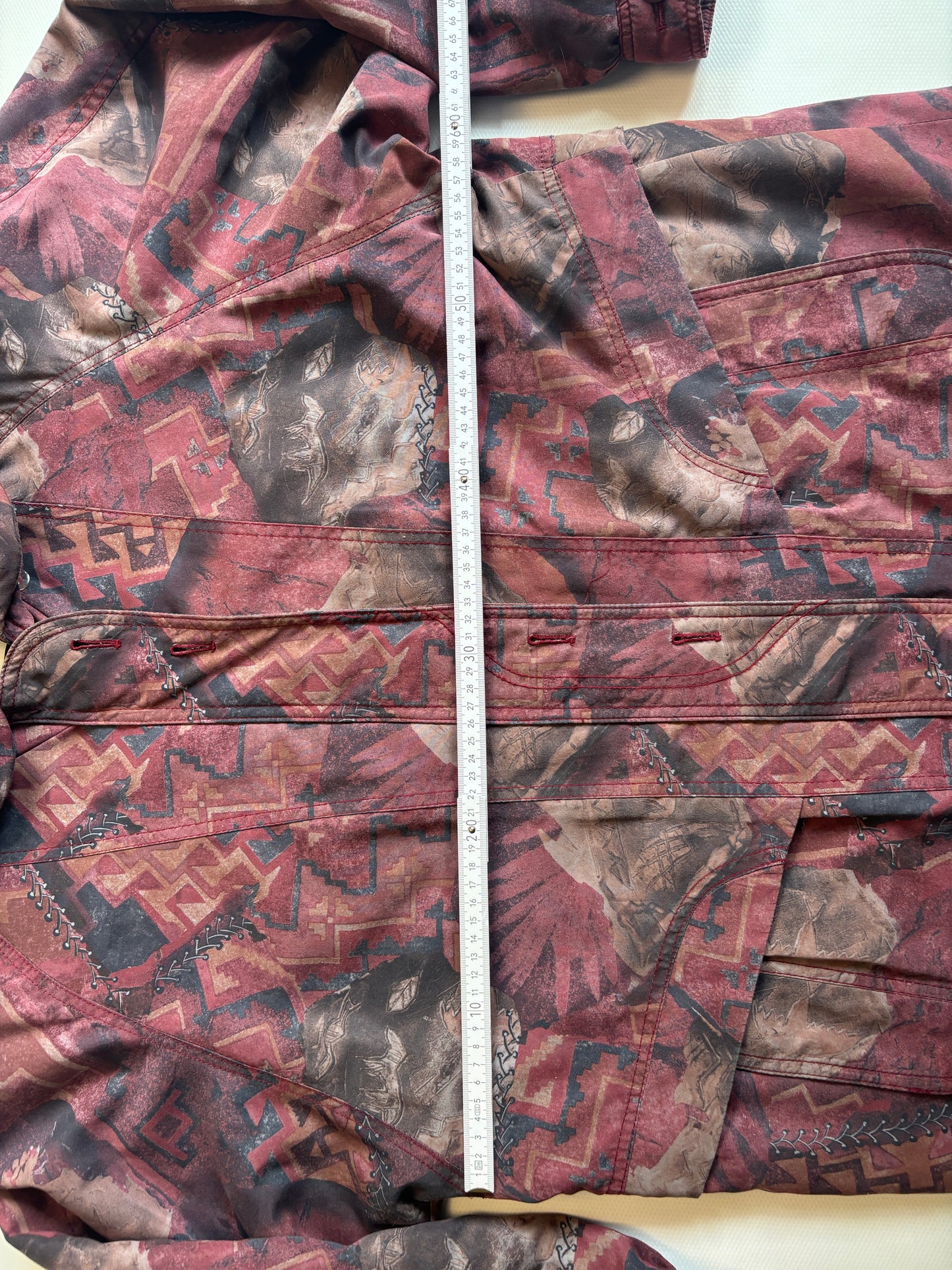 Vintage Retro Rudolf Scherer Cityline Jacke Parka bordeaux rot gemustert, M,L,XL