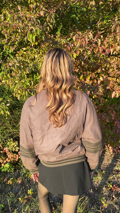 Vintage Bomberjacke braun oliv khaki mit Knöpfen, S,M,L