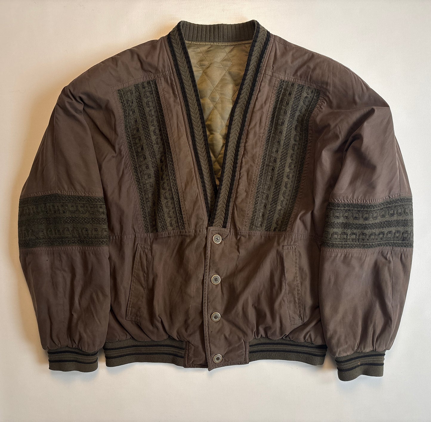 Vintage Bomberjacke braun oliv khaki mit Knöpfen, S,M,L