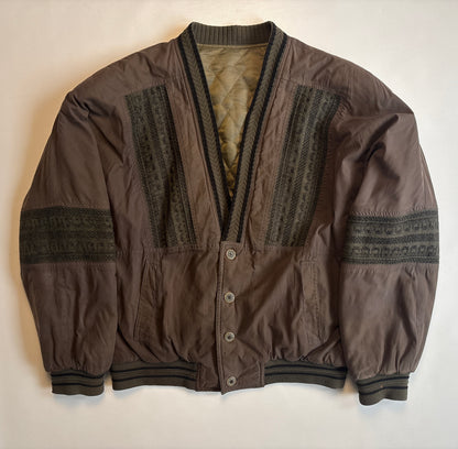 Vintage Bomberjacke braun oliv khaki mit Knöpfen, S,M,L