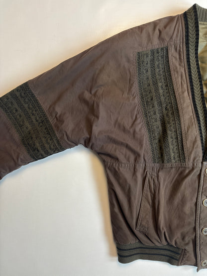 Vintage Bomberjacke braun oliv khaki mit Knöpfen, S,M,L